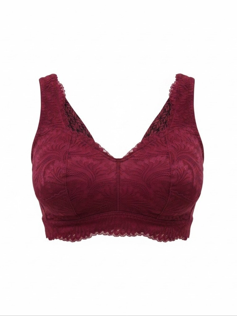 NWT Behave Burgundy Scalloped Lace Bralette – Size 1 (30DD-32/DD/E)